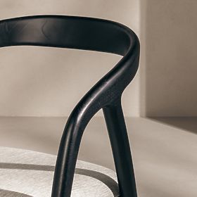 Wooden Chair Sande Rounded, Black/Light Beige, Teak Wood