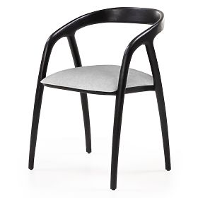 Wooden Chair Sande Rounded, Black/Light Beige, Teak Wood
