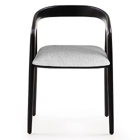 Wooden Chair Sande Rounded, Black/Light Beige, Teak Wood