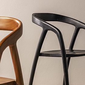 Wooden Chair Sande Rounded, Black, Teak Wood, lectus