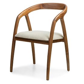 Wooden Chair Sande Rounded, Natural/Cream, Teak Wood, lectus