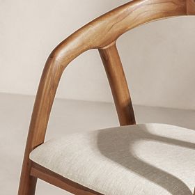 Wooden Chair Sande Rounded, Natural/Cream, Teak Wood, lectus