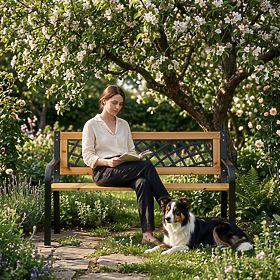 Wooden Garden Bench with Lattice Backrest 118x52 cm Park MultiGarden, MultiGarden