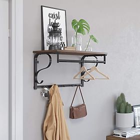 Wooden Shelf with Clothing Hooks LOFT