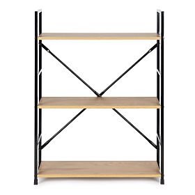 Wooden Shelf with Metal Frame Wide LOFT 3 Shelves, MODERNHOME