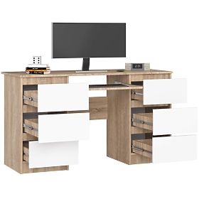 WRITING DESK A-11 CLP 6DRW OAK SONOMA / WHITE