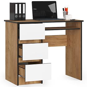 WRITING DESK A-6 CLP OAK CRAFT / WHITE LEFT-SIDED