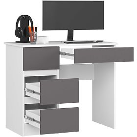WRITING DESK A-7 CLP PK WHITE / GRAY LEFT-SIDED