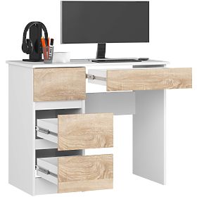 WRITING DESK A-7 CLP PK WHITE / SONOMA LEFT-SIDED